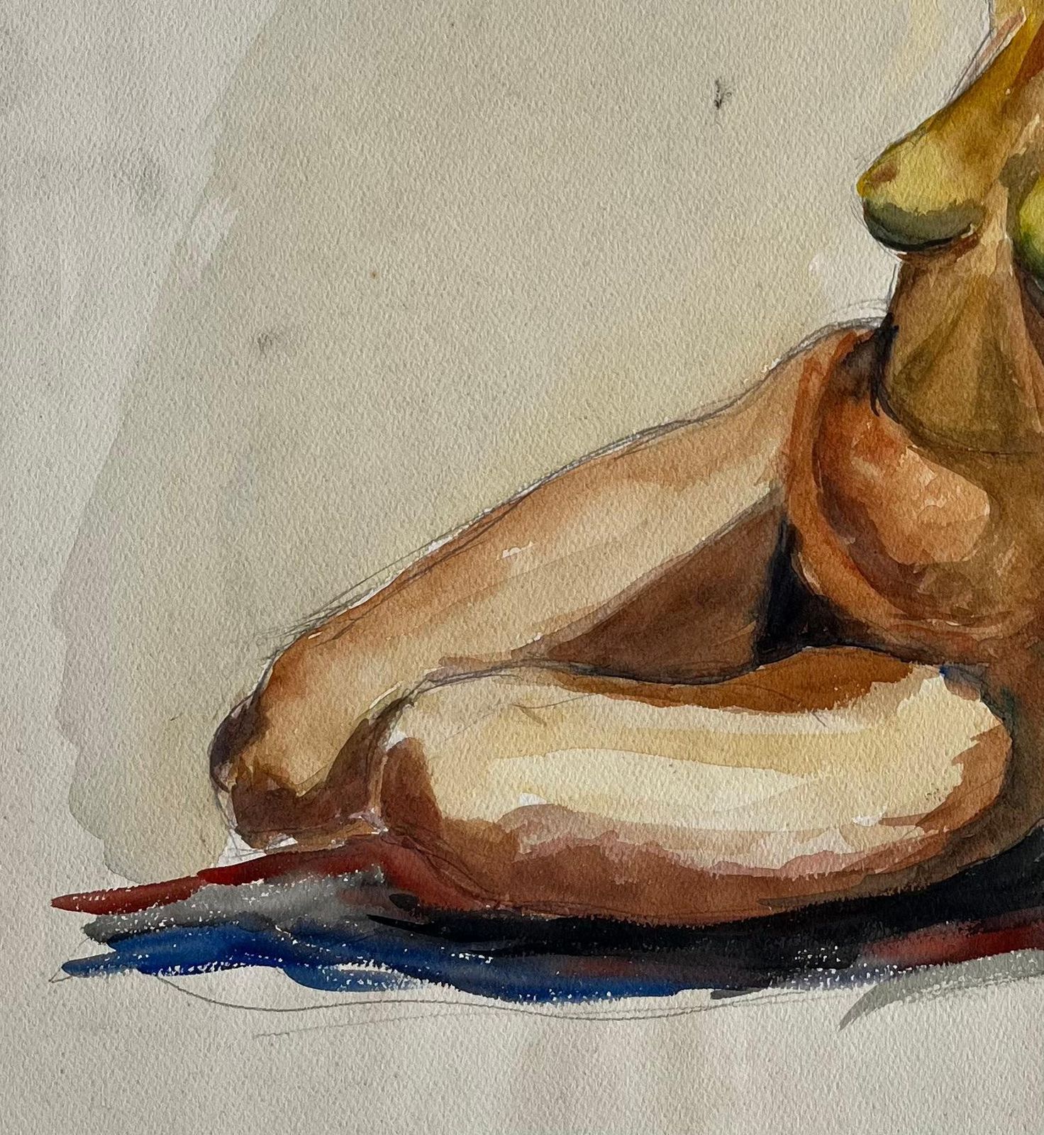 Seated Female Nude Study French Modernist Gouache On Paper By Guy Nicod photo 519.0