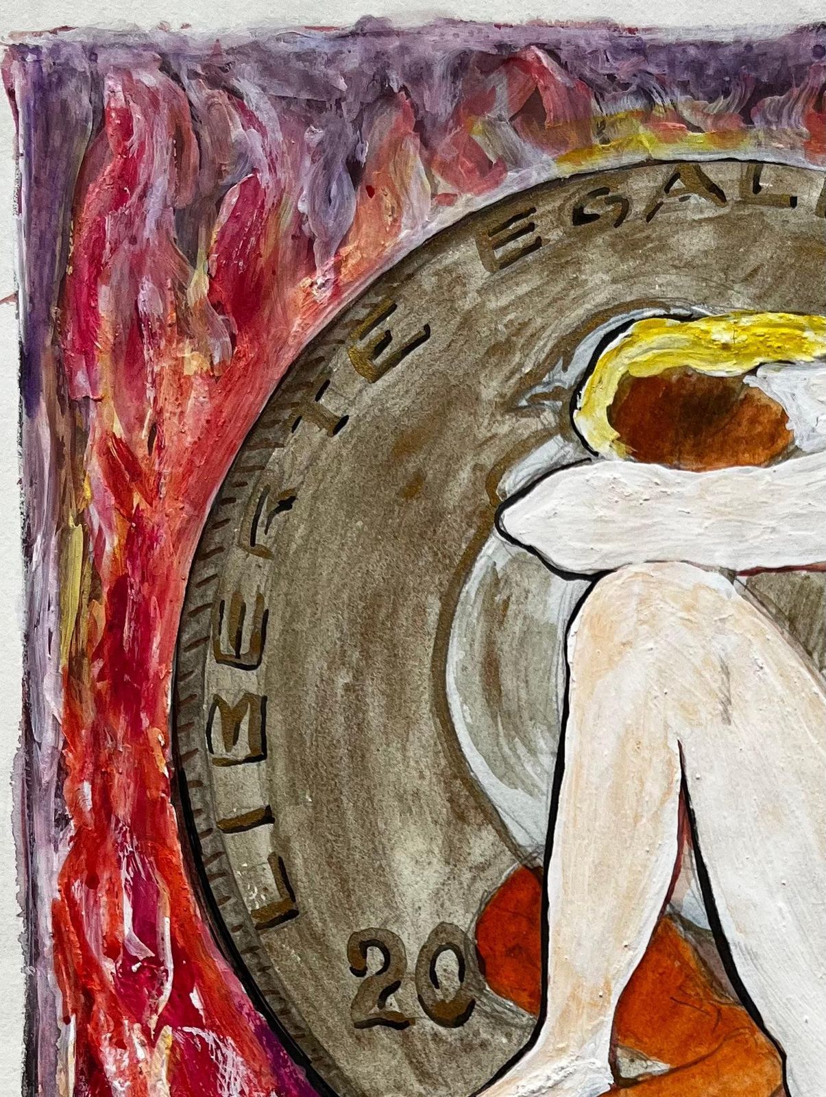 Guy Nicodliberté égalité Fraternité Symbolic Composition French Modernist Gouache photo Art