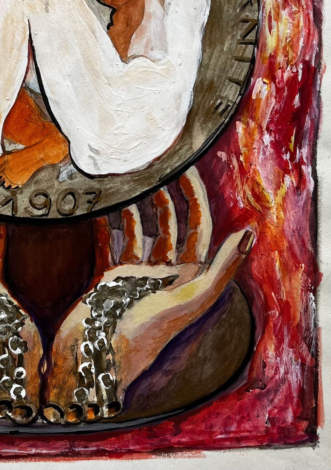 Guy Nicodliberté égalité Fraternité Symbolic Composition French Modernist Gouache photo 438.0