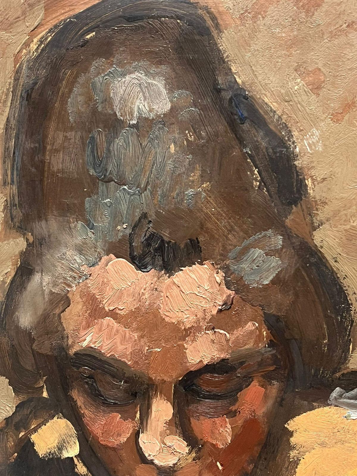 French School1930's French Post Impressionist Oil Portrait Of Woman In Pensive Thoughtmid 20th Century photo Art
