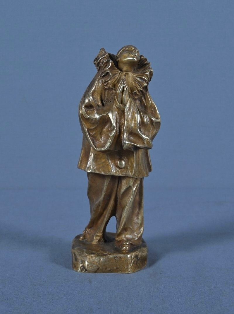 560.0 Small Bronze "Pierrot" Signed L  Alliot  Early 20th Century photo