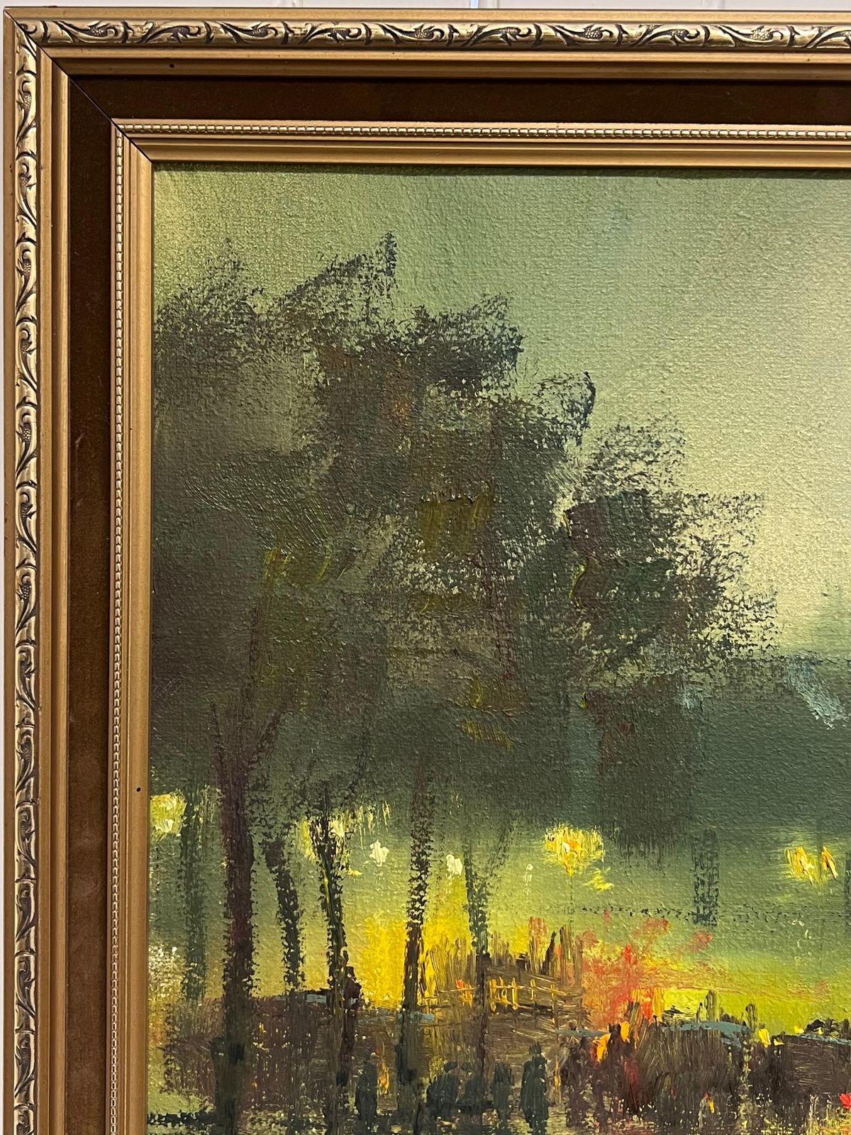 John Bampfieldfine Large British Impressionist Signed Oil Painting Twilight City Street Scene photo Art