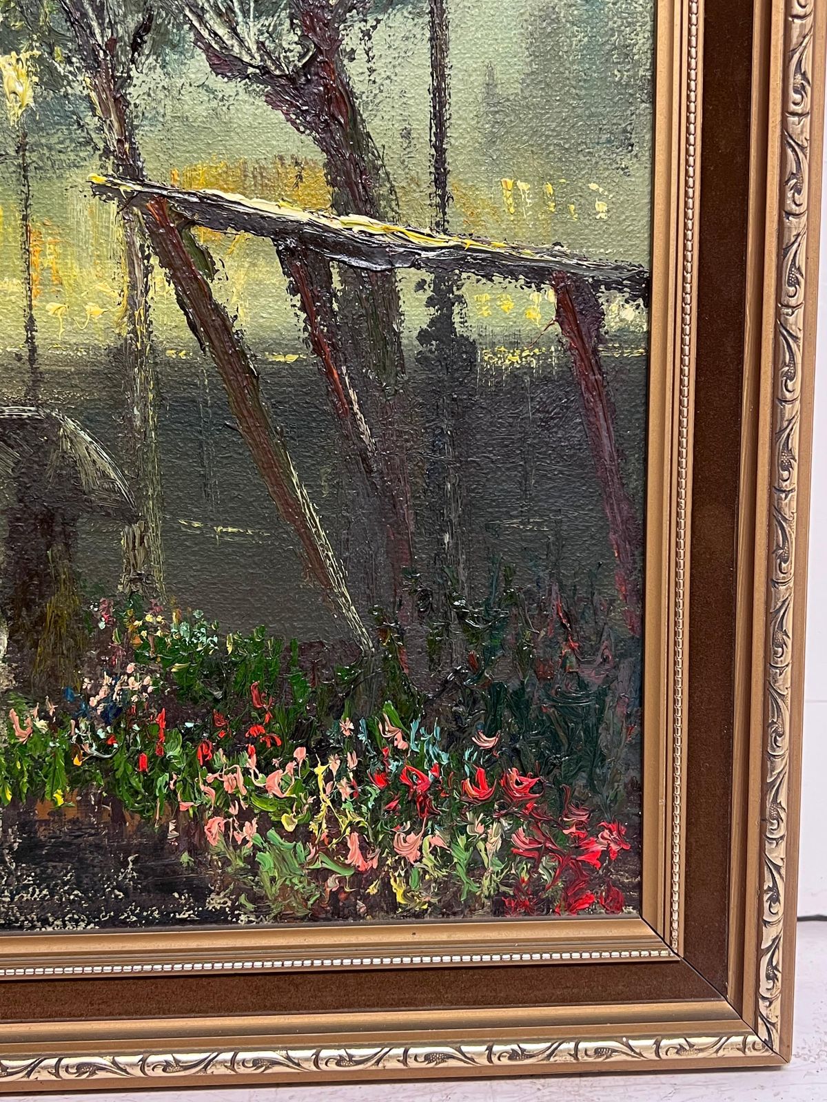 918.0 John Bampfieldfine Large British Impressionist Signed Oil Painting Twilight City Street Scene photo