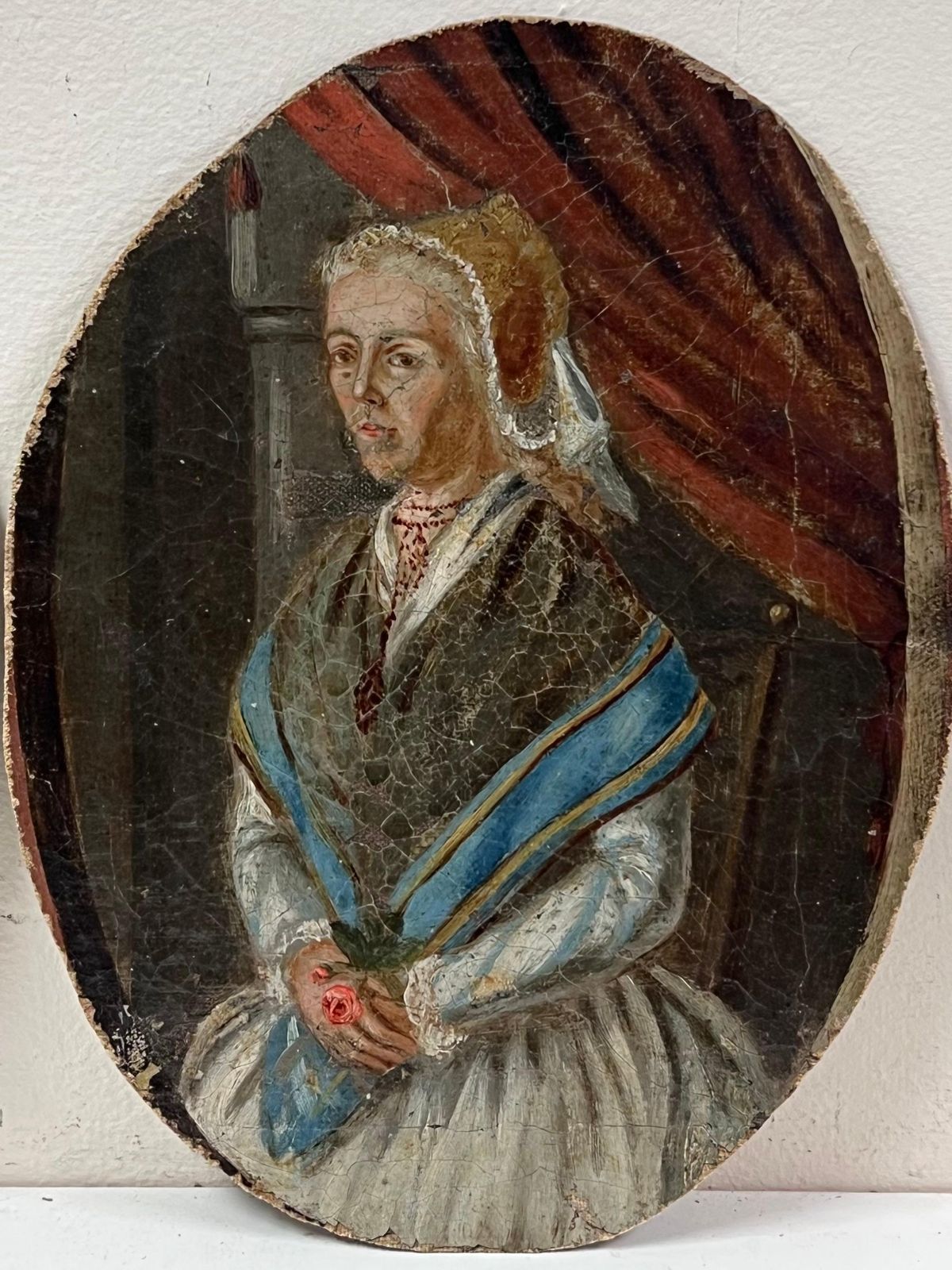English Georgianfine Antique Pair 18th Century English Portraits Of Husband & Wife Oval Oils X 21780's photo Art