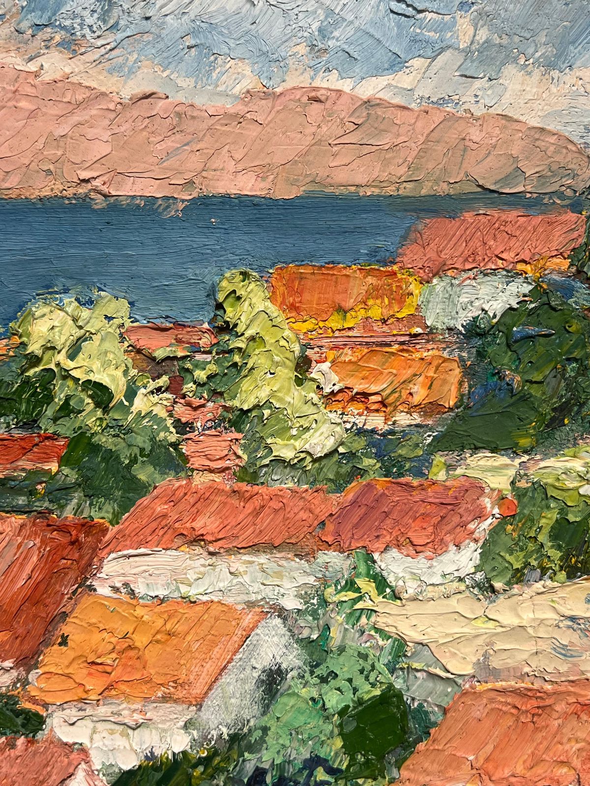 French Schoolcagnes Sur Mer South Of France 1970's Coastal Village Impressionist Oil Painting1970's photo for sale