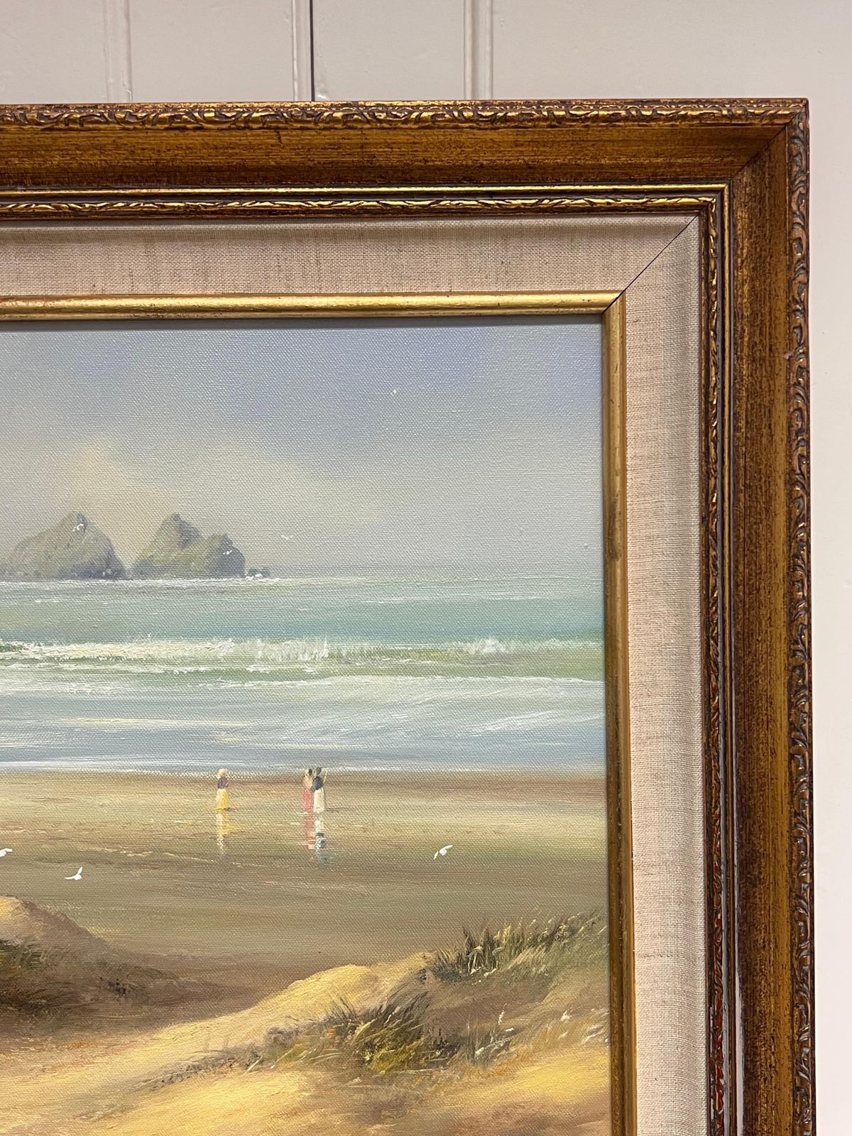 Edward Dyerlarge 20th Century British Traditional Oil Painting Children On Cornish Beach photo buy