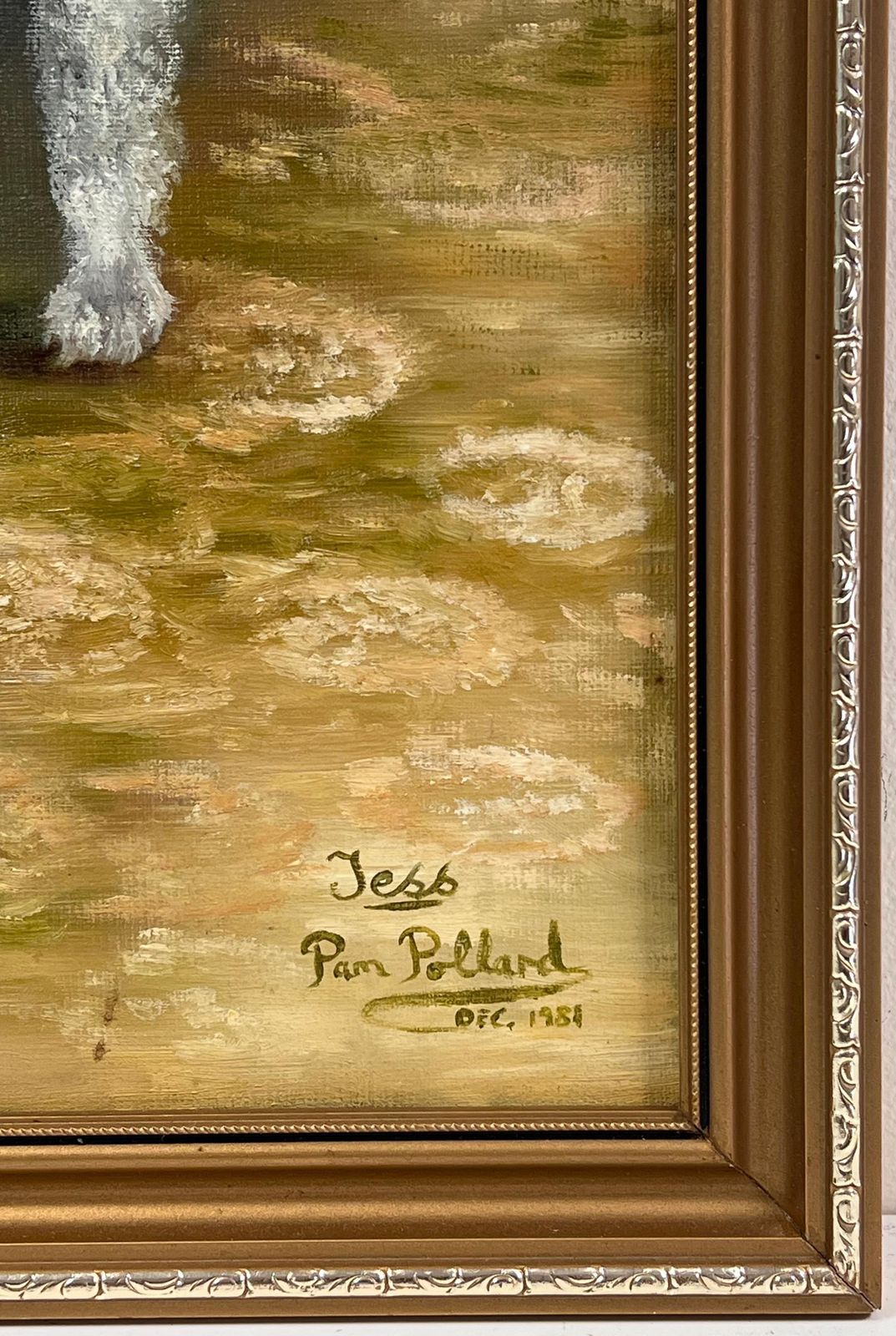 Pam Pollardvintage English Signed Oil Painting Fox Terrier Dog Portrait1981 photo buy