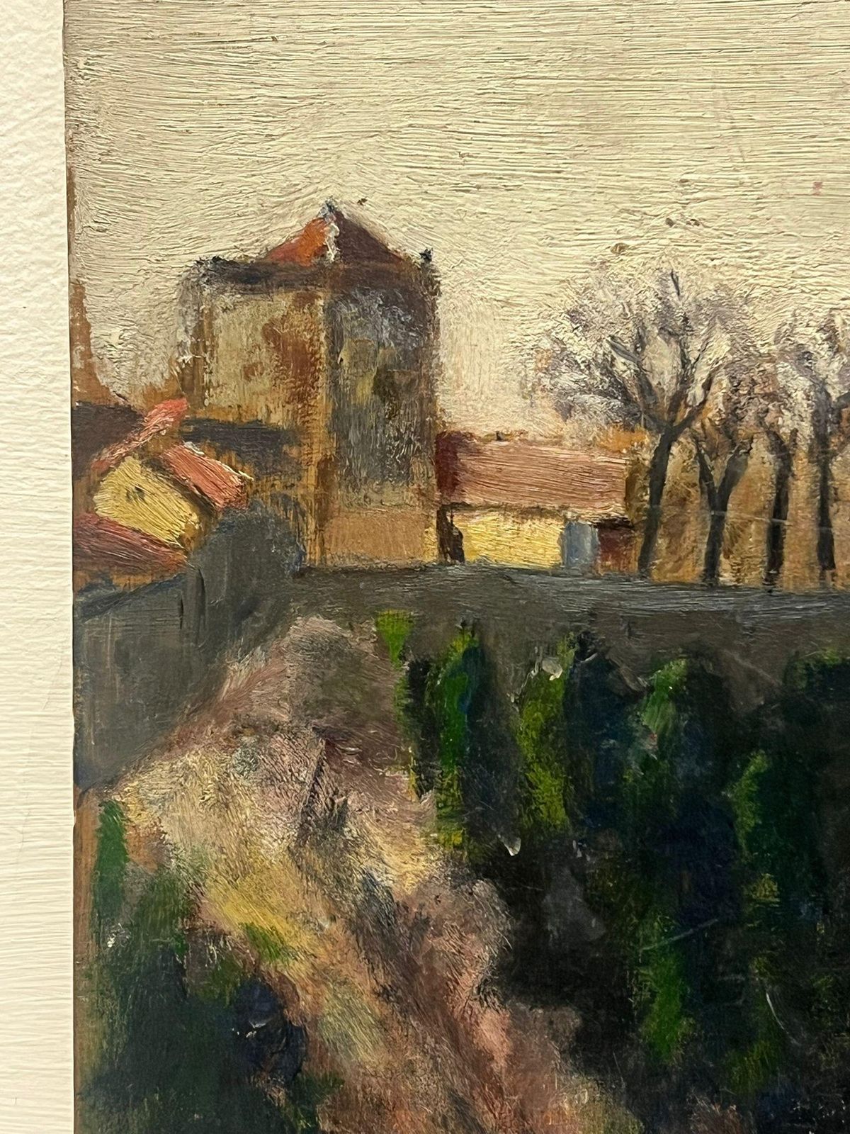 Jean Dreyfus Stern (1890 1972)quiet Village Shadows Moody Landscape Trees Building 1930's French Oil Paintingmid 20th Century photo Art