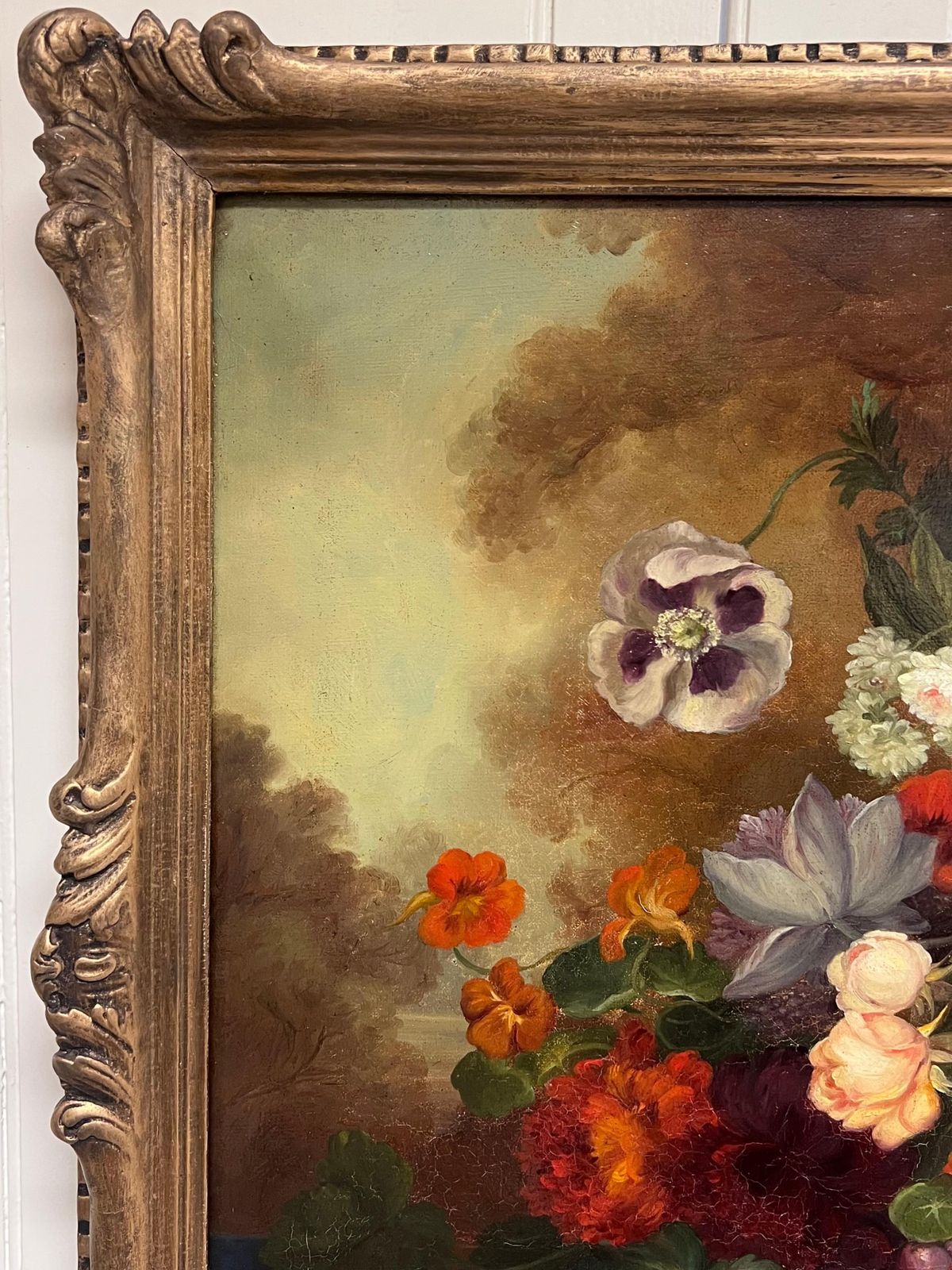 Huge Antique Classical French Still Life Floral Display Oil Painting Framed photo buy