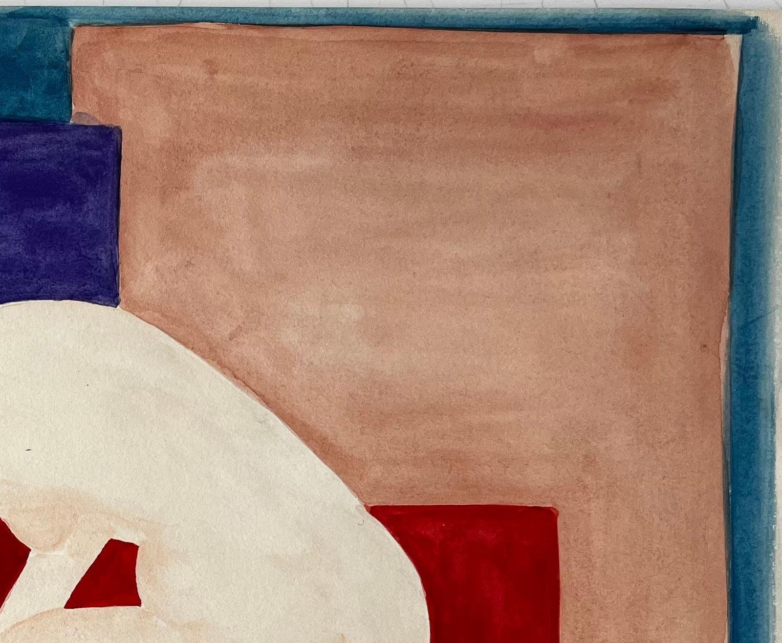 Seated Nude With Geometric Planes French Modernist Gouache By Guy Nicod photo vinterior