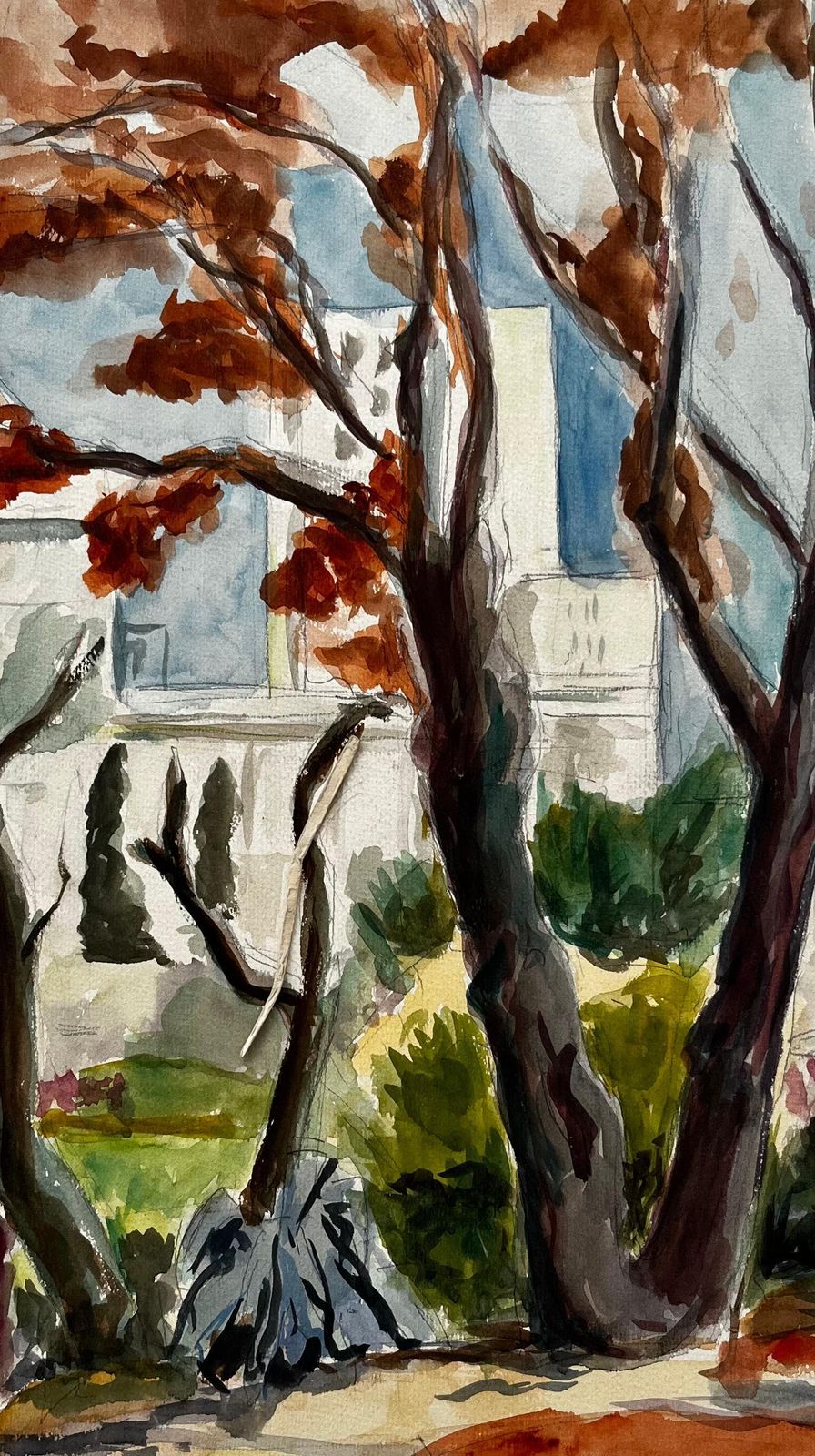 Guy Nicodautumn Trees In French Villa Garden Modernist Watercolour Landscape photo buy