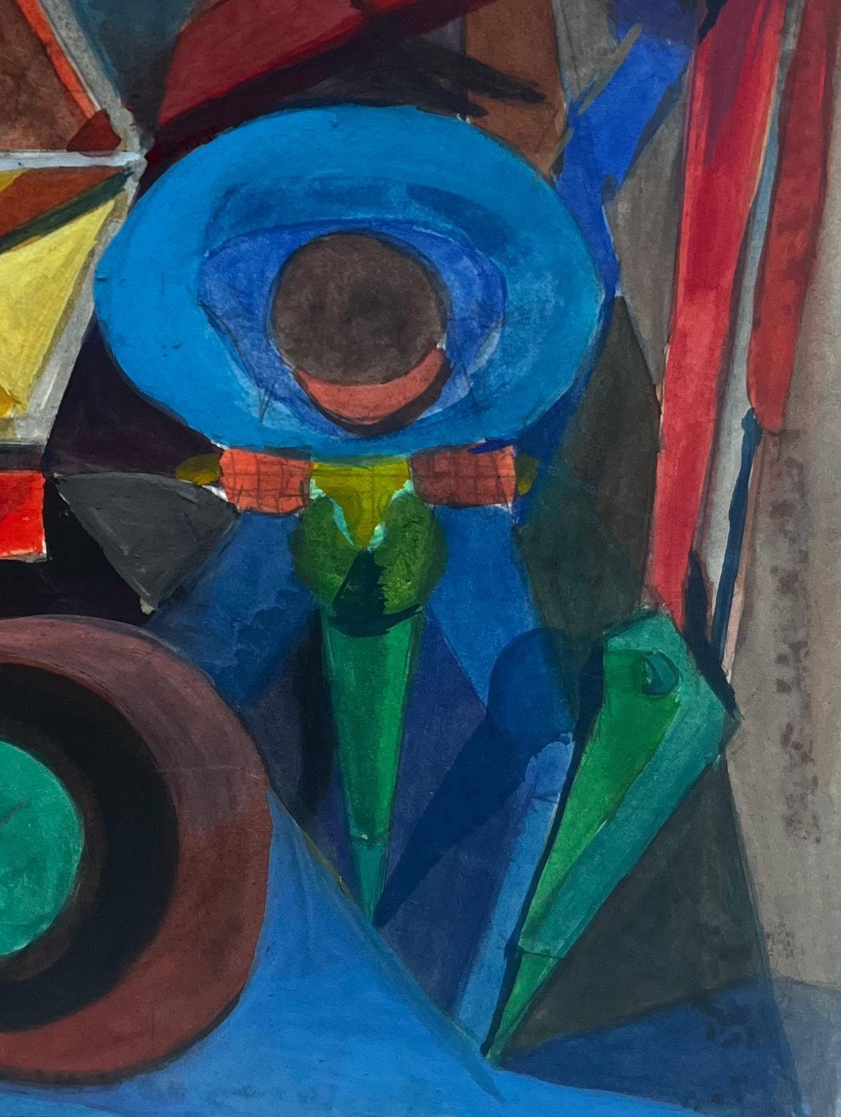 Guy Nicodcubist Abstract Composition French Modernist Gouache Painting photo for sale