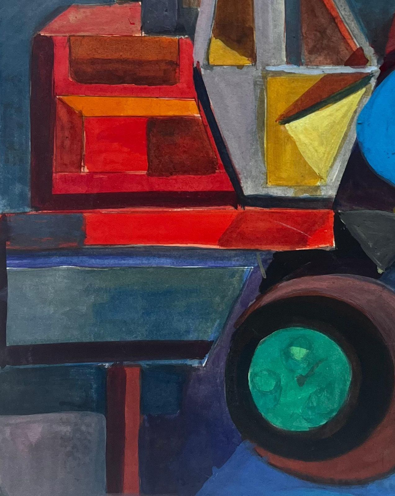 Guy Nicodcubist Abstract Composition French Modernist Gouache Painting photo Art