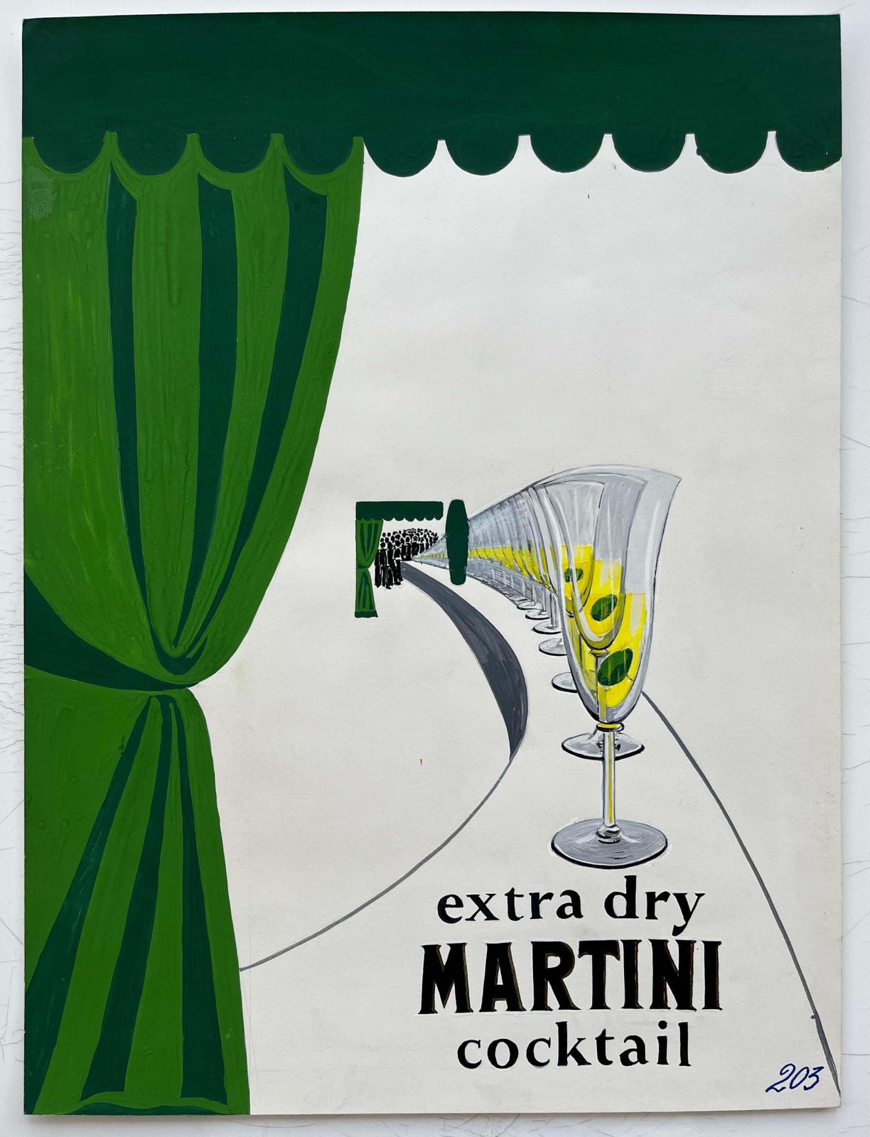Guy Nicodmartini Advertising Design Extra Dry Cocktail French Modernist Gouache photo furniture