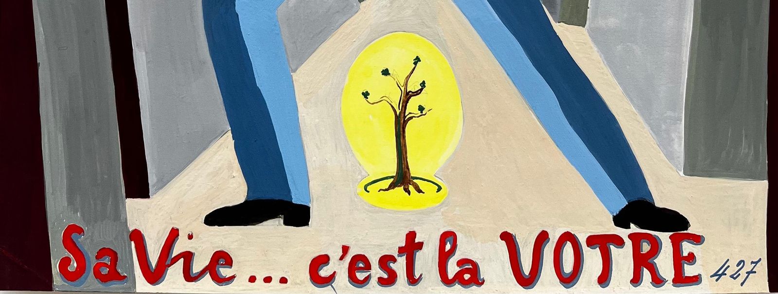Guy Nicodprotect Nature French Modernist Environmental Poster Style Figure And Tree photo for sale