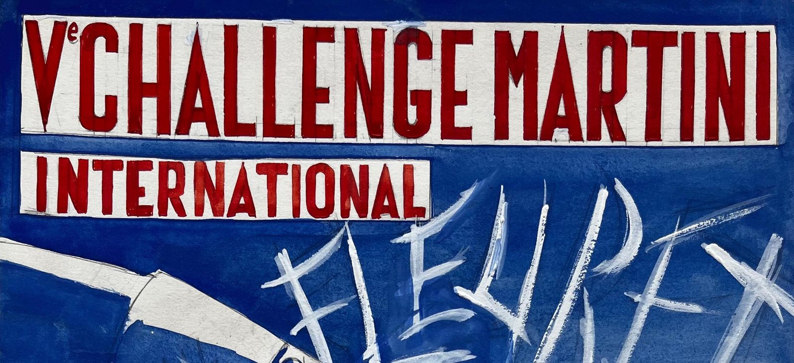 Guy Nicodchallenge Martini International Fencing Poster Design French Modernist Gouache photo for sale