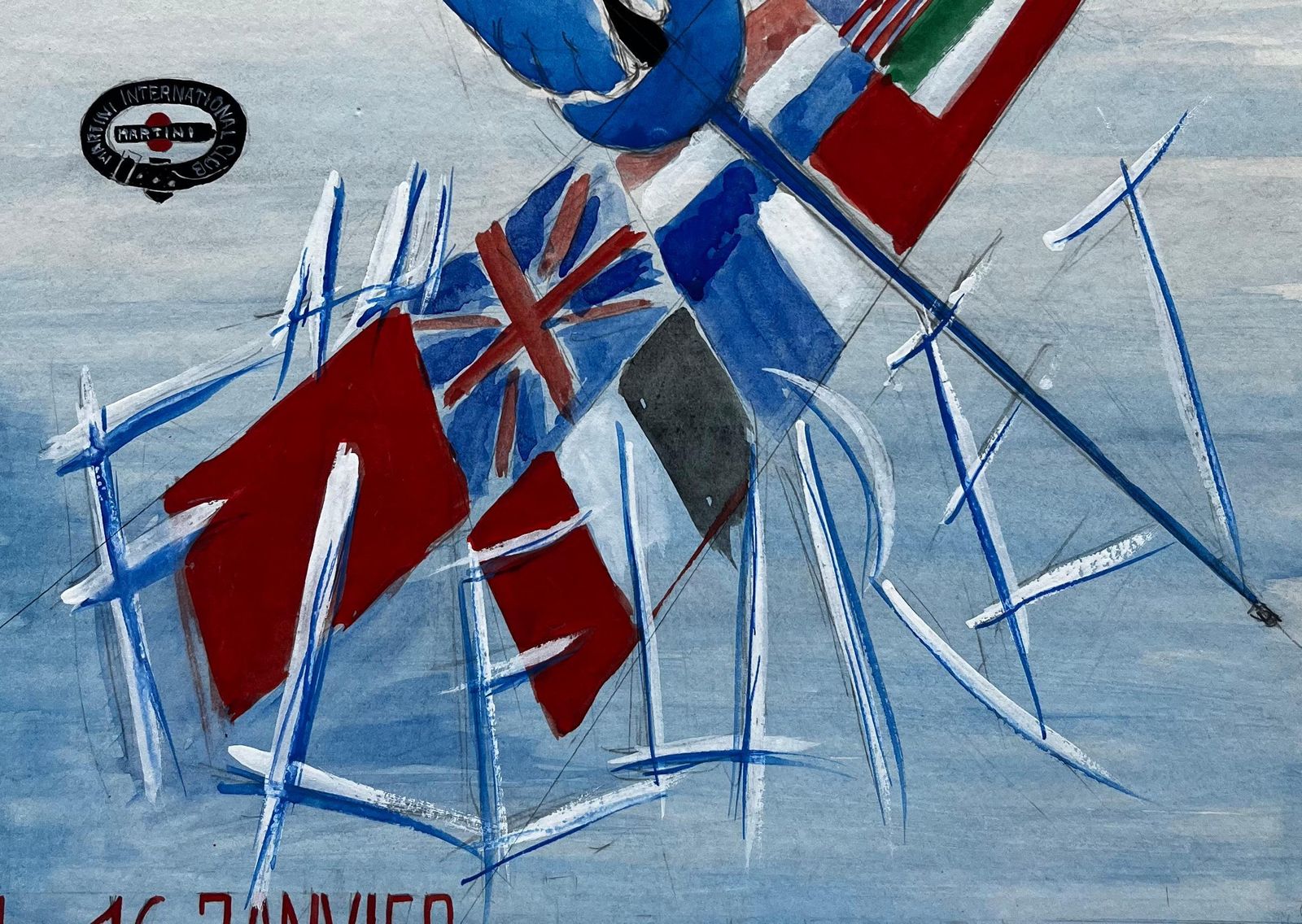 Guy Nicod Challenge Martini International French Modernist Sports Advertising Style Poster photo 650.0
