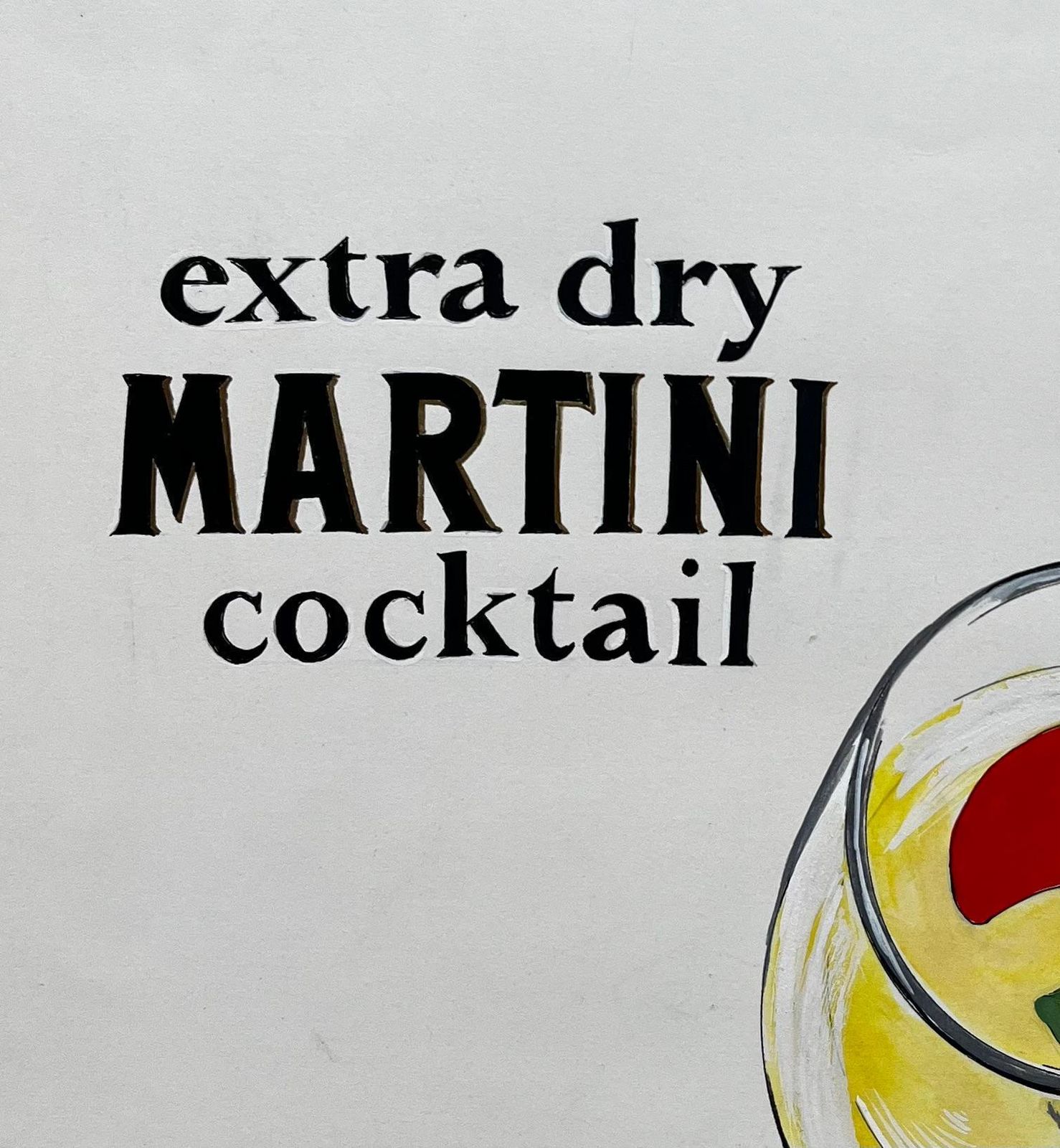 Guy Nicoddu Soleil Dans Un Verre Martini Advertising Design French Modernist Gouache photo Art