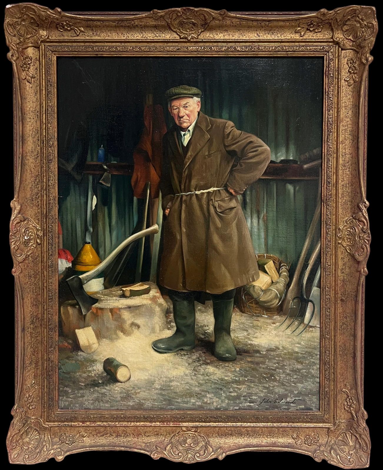 John Edwardsthe Wood Cutter Traditional English Rural Life Portrait Oil Painting On Canvas