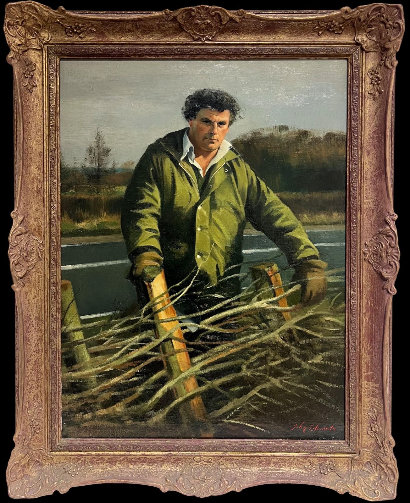 John Edwardsthe Fencer Traditional English Rural Crafts Portrait Oil Painting