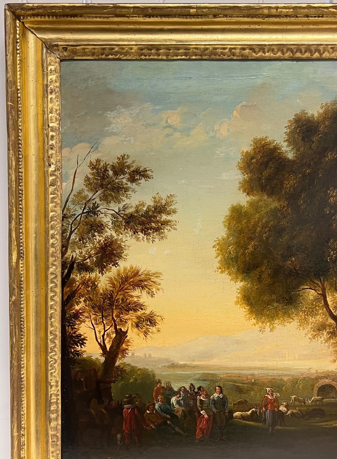 Dutch Old Masterfine 17th Century Dutch Golden Age Old Master Oil Figures In Classical Landscape photo vintage