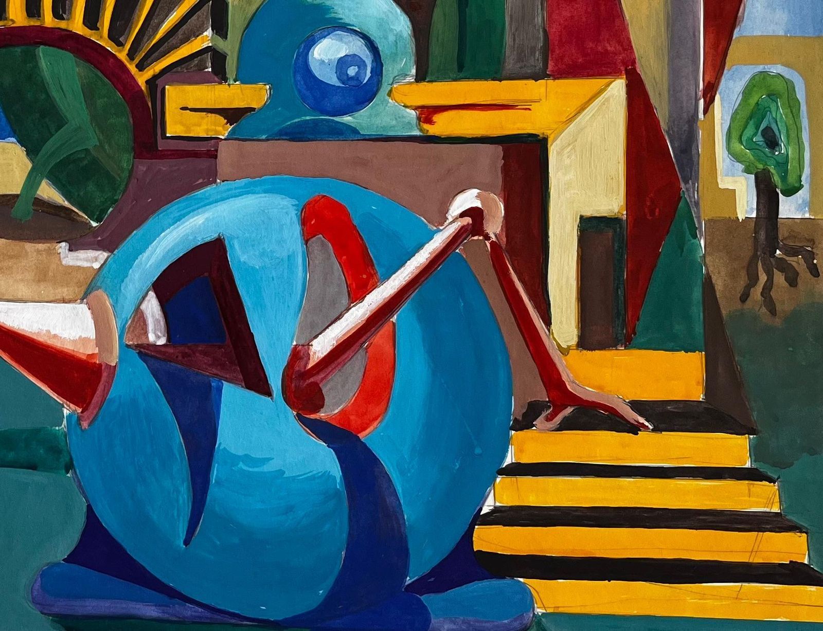 Guy Nicodcubist French Abstract Composition With Geometric Shapes And Blue Sphere photo 672.0