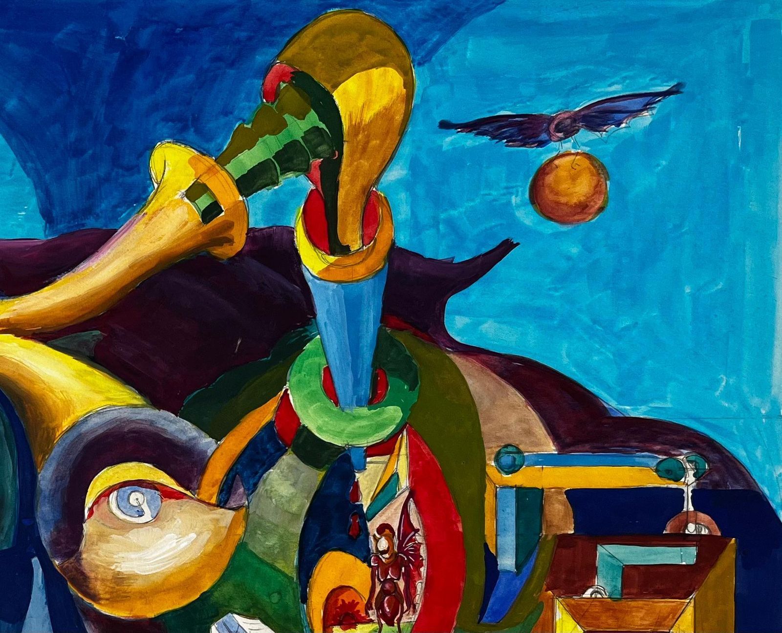 Guy Nicodcubist French Surreal Abstract Composition With Eyes Figures And Geometric Forms photo vinterior