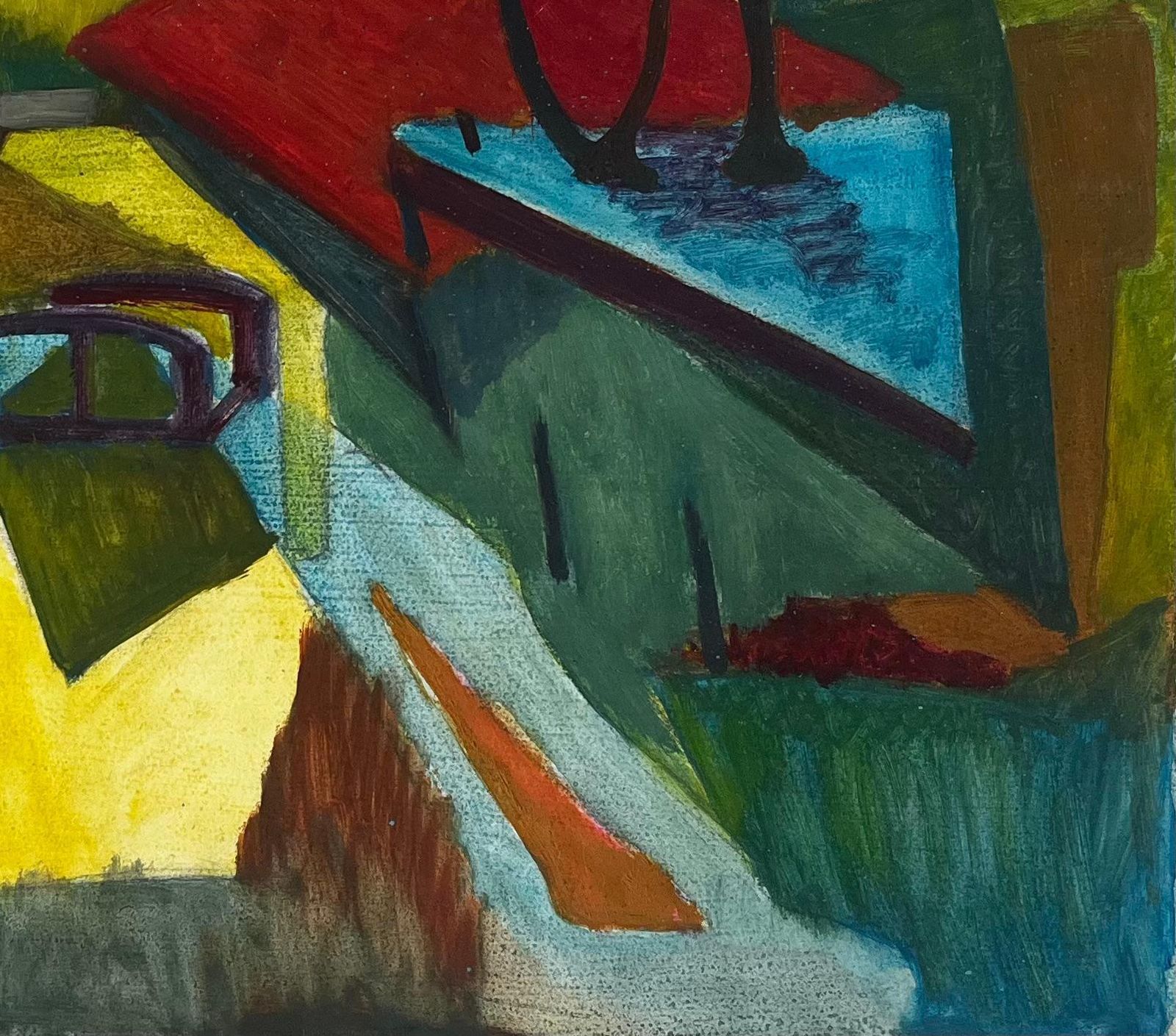 Guy Nicodcubist French Countryside Landscape With Houses Trees And Bridge Modernist photo for sale
