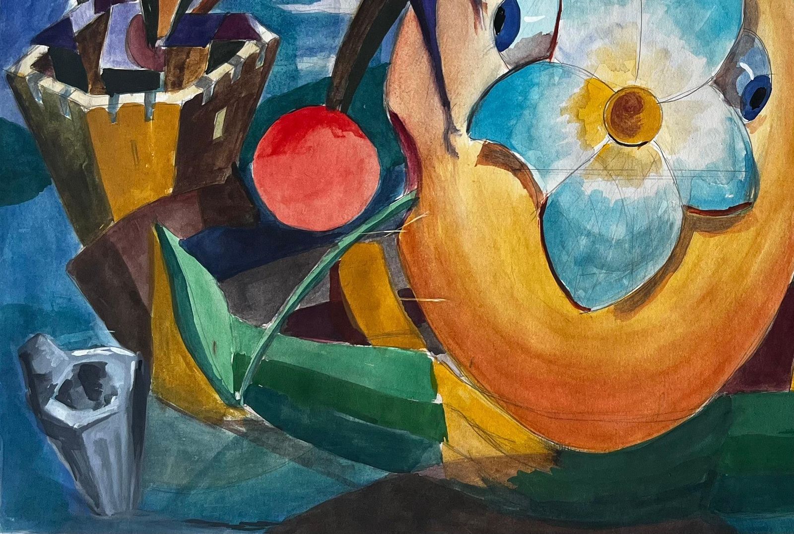 Guy Nicod Cubist Surreal Still Life With Flower Fruit Basket And Architectural Columns photo Art