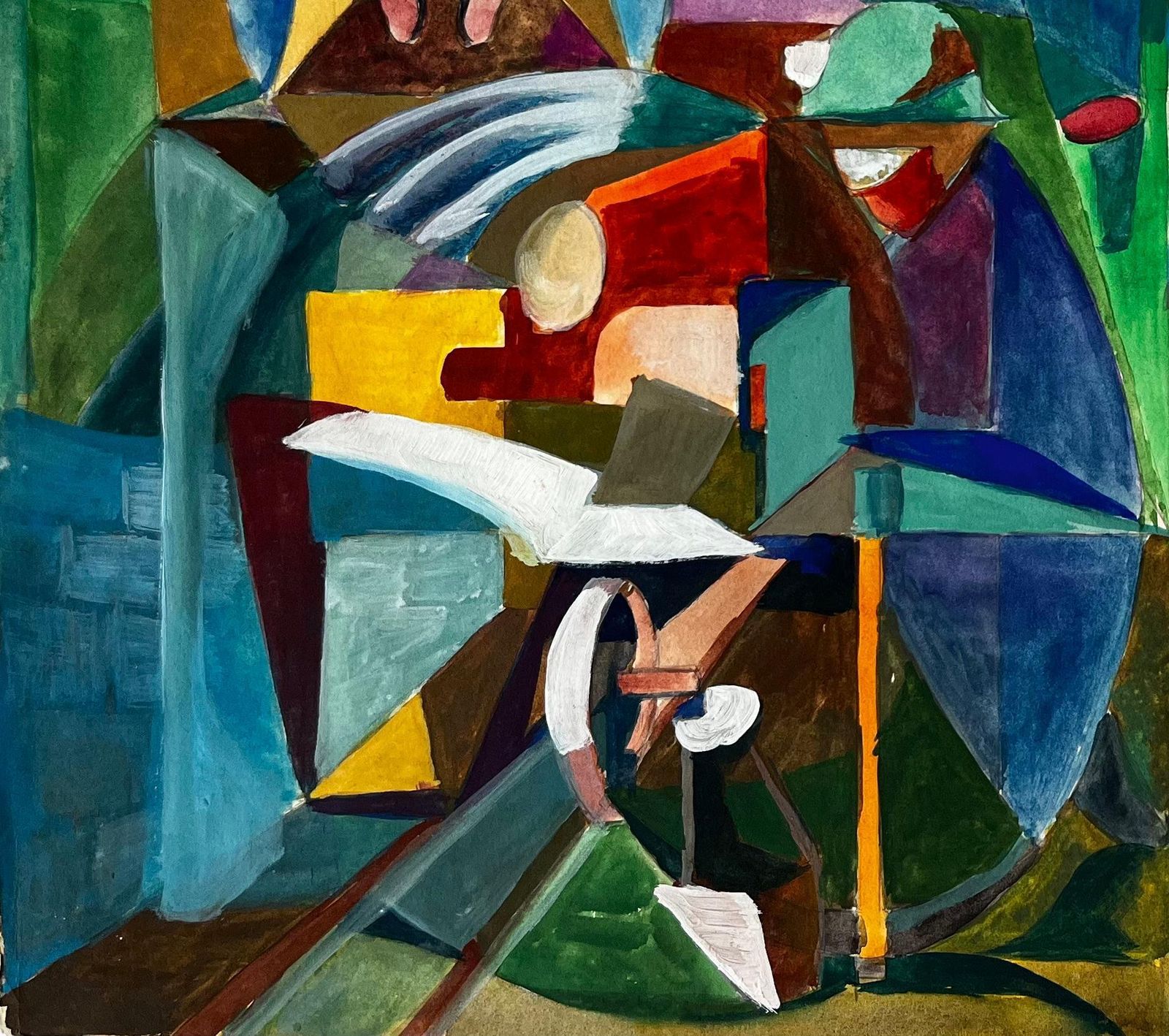 Guy Nicod Cubist Landscape And Architectural Scene With Figures And Arches photo 655.0