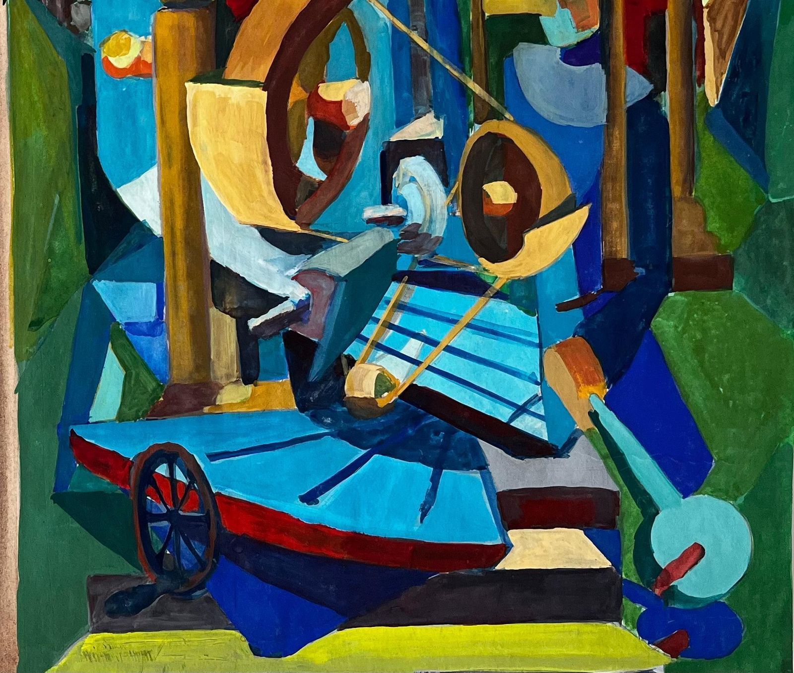 Guy Nicodcubist Industrial Scene With Machinery And Factory Architecture photo for sale