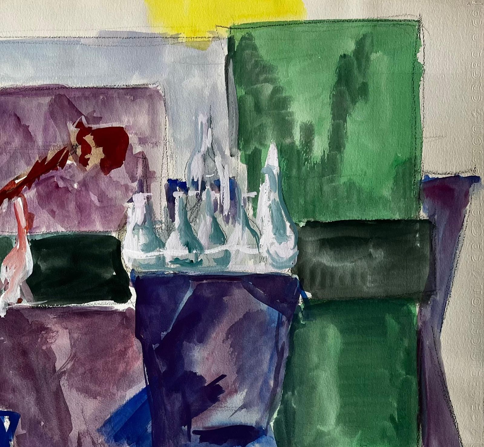 Guy Nicodabstract Still Life With Bottles And Branches French Modernist Watercolour photo for sale