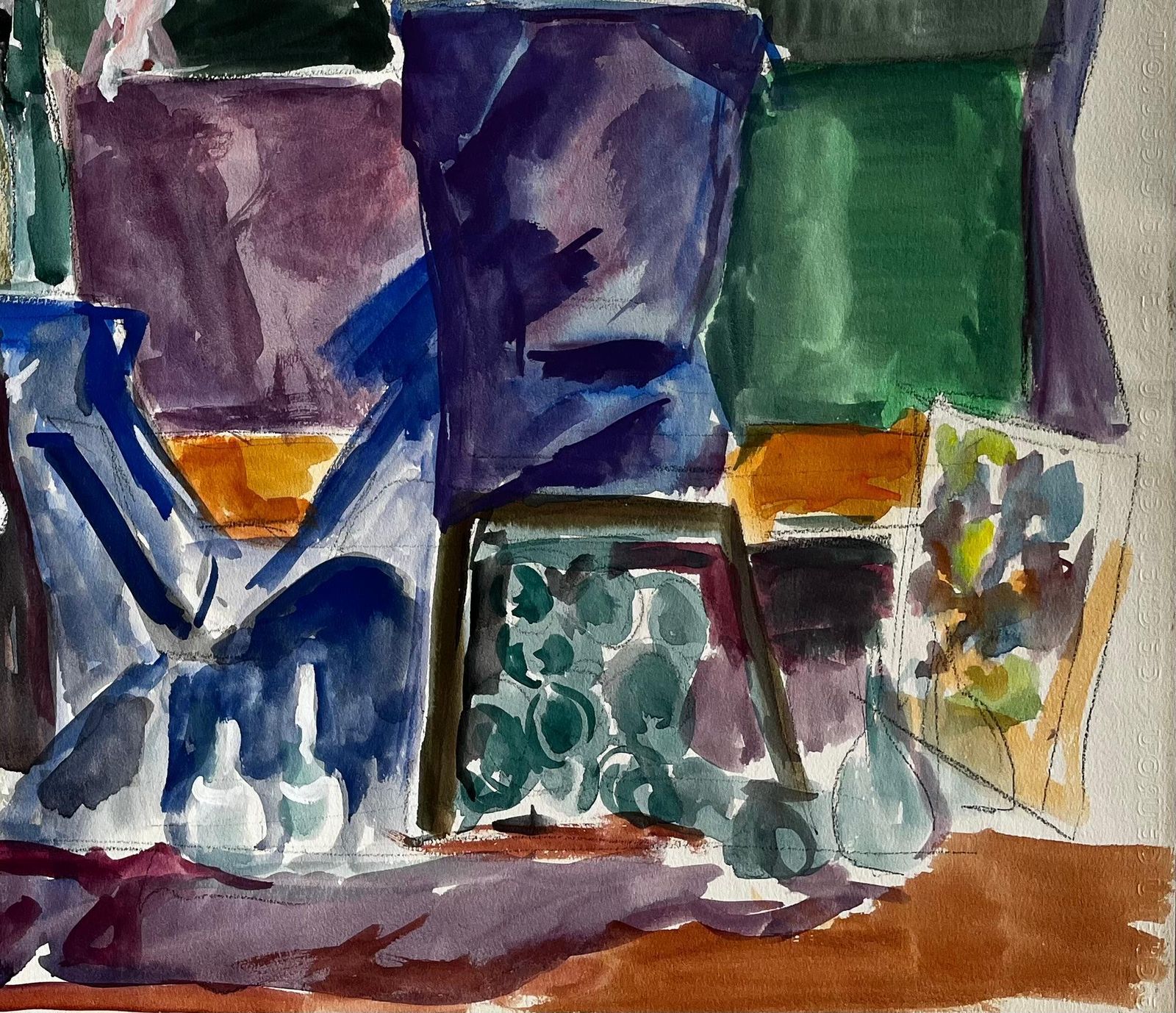 Guy Nicodabstract Still Life With Bottles And Branches French Modernist Watercolour photo Art
