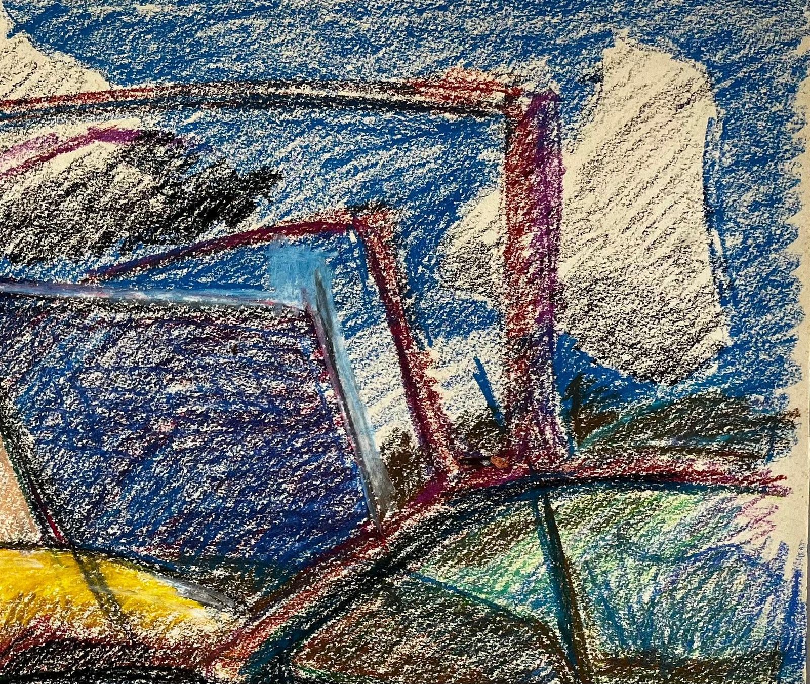 Guy Nicod Modernist French Landscape With Cows Trees And Yellow And Blue Roofs photo Art