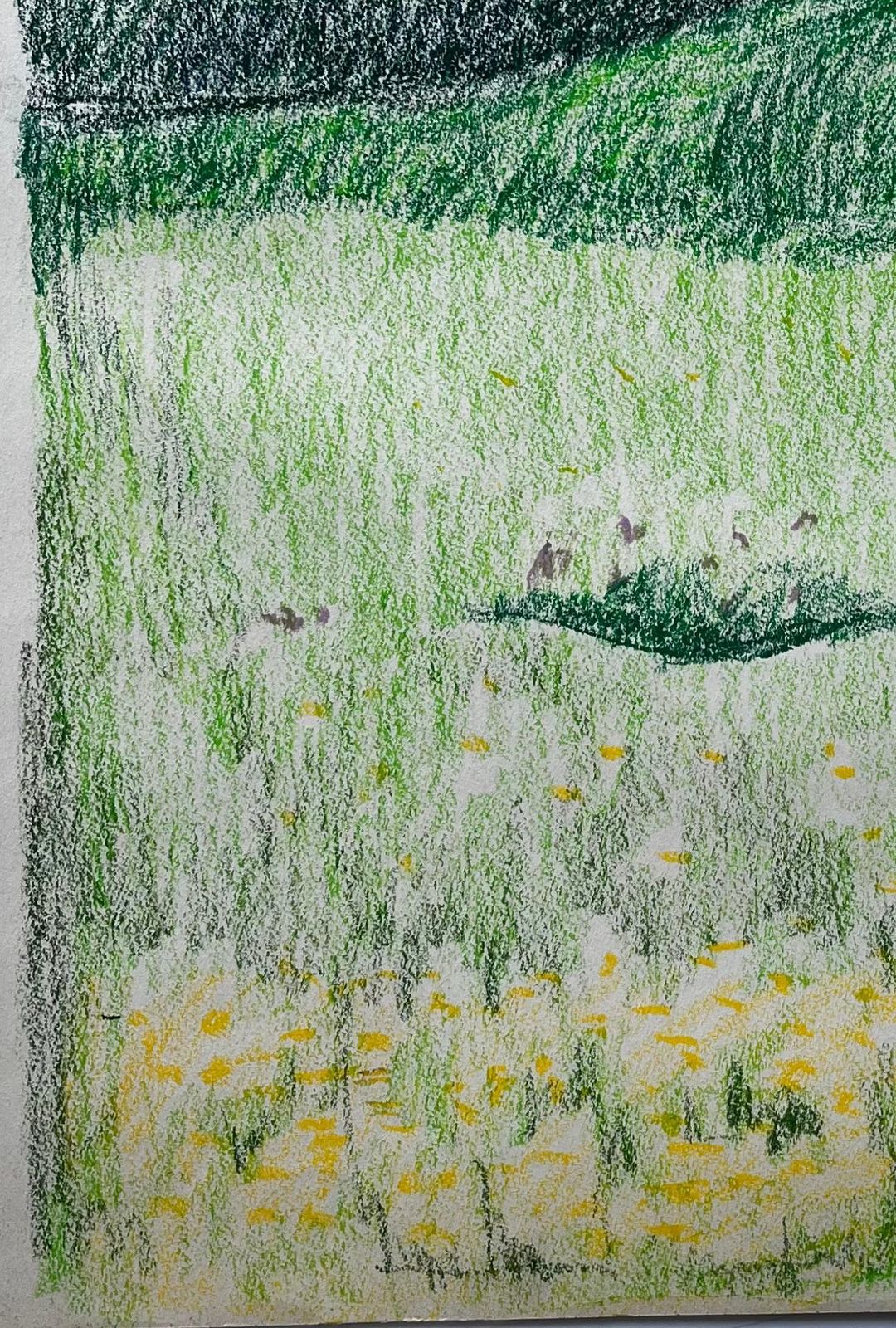 Guy Nicodfrench Rolling Hills With Meadows And Wildflowers Pastel Landscape Drawing photo vinterior