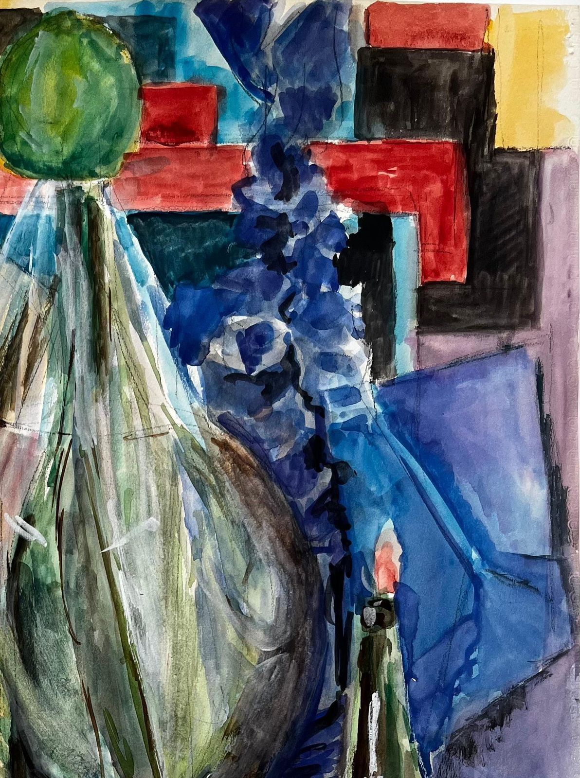Guy Nicodlarge Demijohn Bottle With Green Apples French Still Life Watercolour Painting photo Art