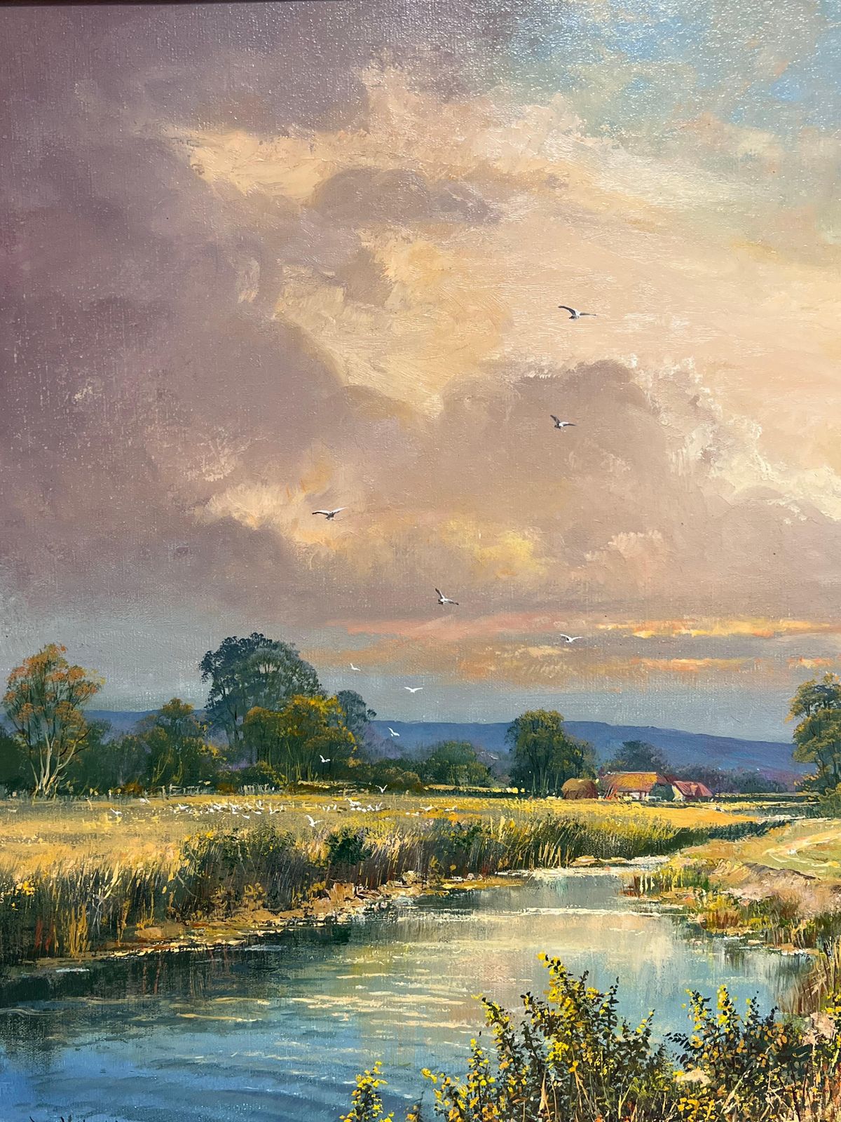 Don Vaughanlarge Traditional English Summer Pastoral Cattle River Landscape Oil Painting photo furniture