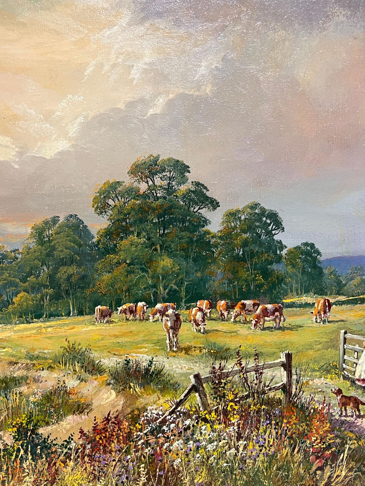 photo furniture Don Vaughanlarge Traditional English Summer Pastoral Cattle River Landscape Oil Painting