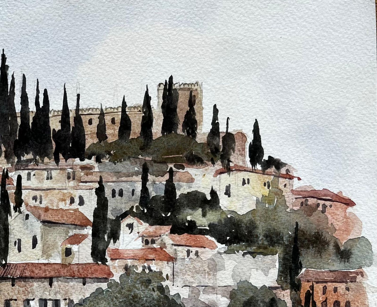 Anthony Herbertblackstone Quay Sunlit Italy Landscape May 1998 Signed Watercolour Painting1998 photo Art
