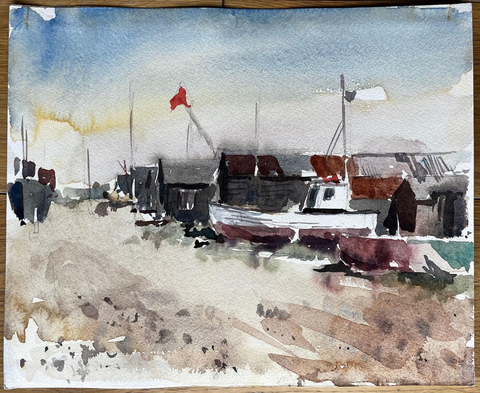 Anthony Herbertblackstone Quay Sunlit Italy Landscape May 1998 Signed Watercolour Painting1998 photo vintage