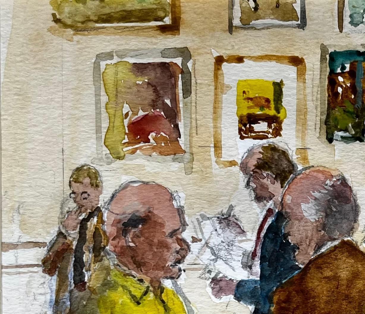 Anthony Herbertprivate View Gallery Scene With Art Lovers And Paintings On Display Watercolour photo vinterior