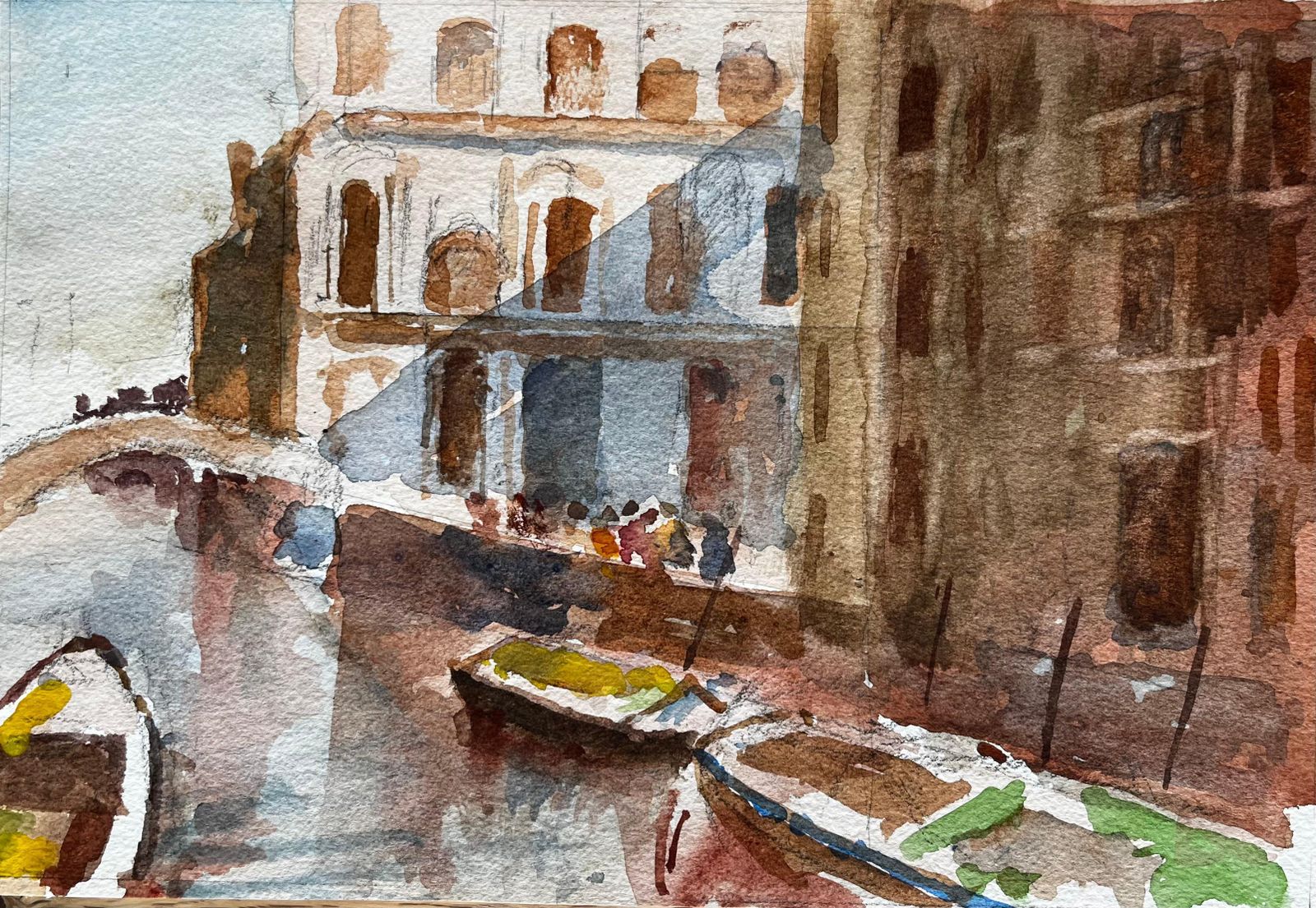 Anthony Herbertvenice Canal Scene With Gondolas Signed Watercolour By Tony Herbert
