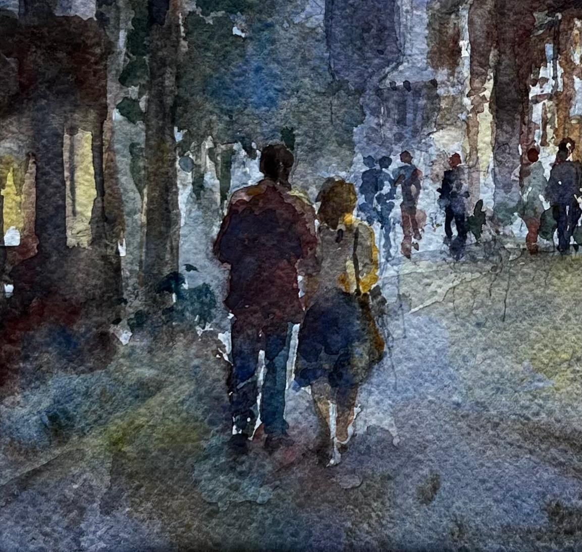 Anthony Herbertwalking Towards The Sole Bay Inn Southwold Evening Street Scene With Figures photo for sale