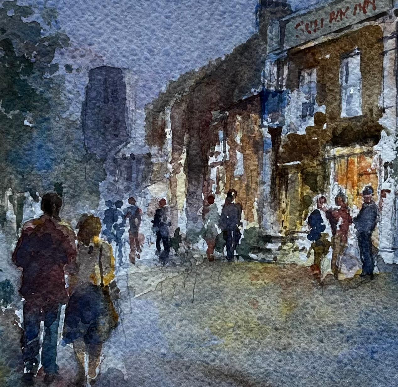 Anthony Herbertwalking Towards The Sole Bay Inn Southwold Evening Street Scene With Figures photo buy