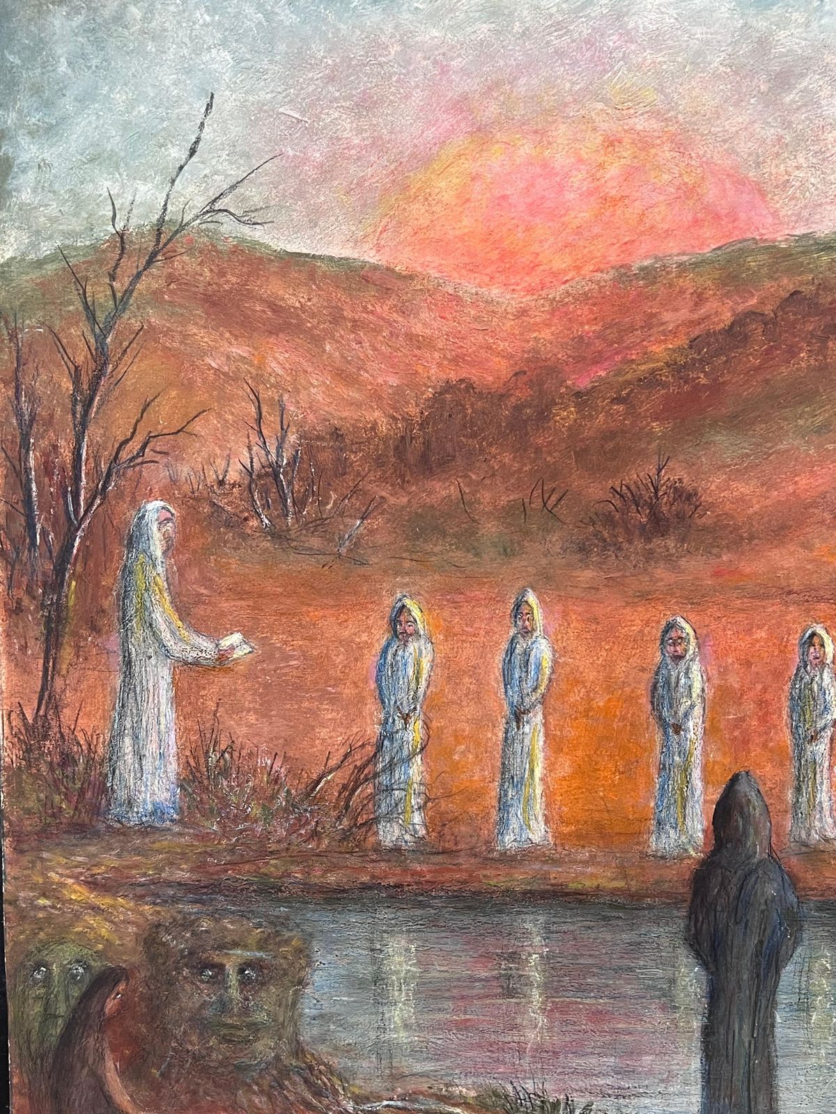 Jean Fouriefigures In All White Ropes Gathered By The River Painting photo furniture
