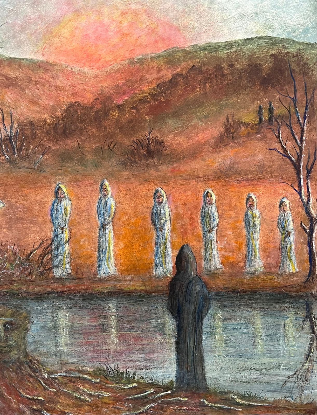 Jean Fouriefigures In All White Ropes Gathered By The River Painting photo for sale