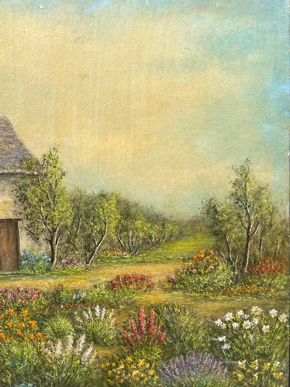 Jean Fouriefarm House Cottage Nestled In The Flower Meadows Oil Landscape Painting photo Art