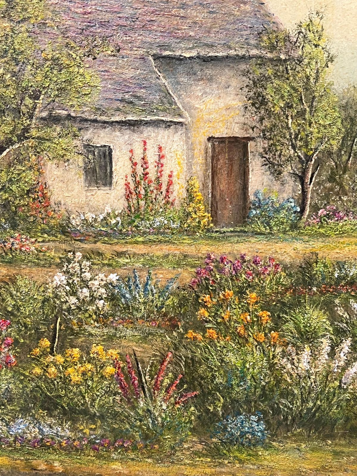 Jean Fouriefarm House Cottage Nestled In The Flower Meadows Oil Landscape Painting photo buy