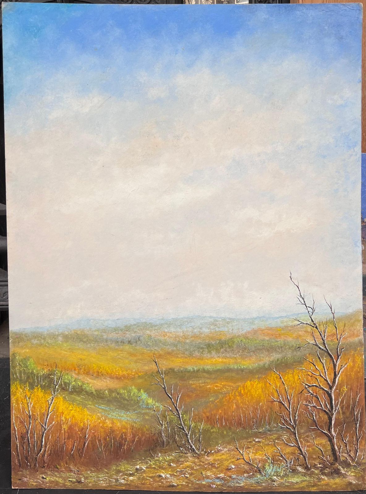 Jean Fourieorange Hill Valleys Under Blue Cloudy Skies Oil Landscape Painting photo furniture