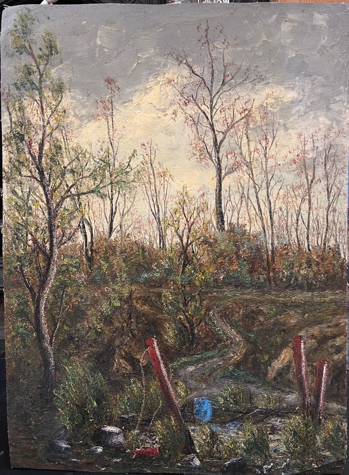 Jean Fourietall Tree Autumn Woodland Windy Path Oil Landscape Painting photo 382.0
